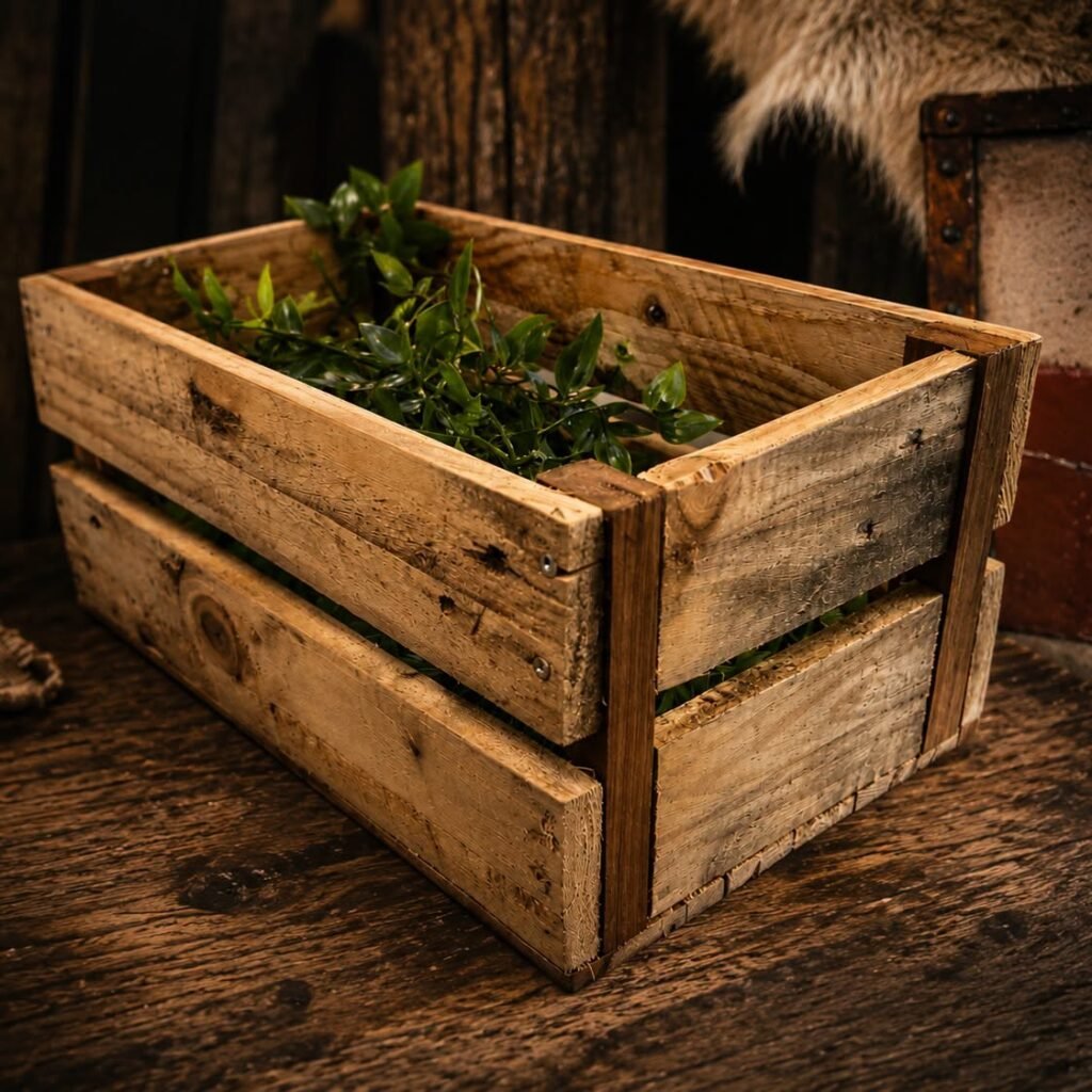 Handmade rustic wooden planter made from reclaimed timber